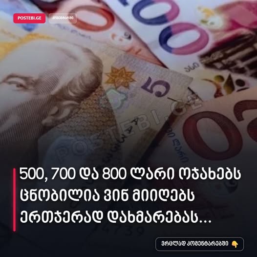 500, 700 და 800 ლარი ოჯახებს - ცნობილია ვინ მიიღებს ერთჯერად დახმარებას